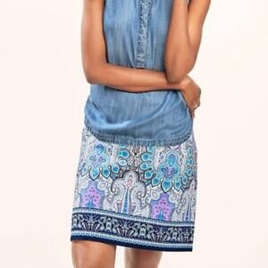 Talbots Mini Skirt Petite 6 Paisley A Line Vacation Vibes Resort Preppy